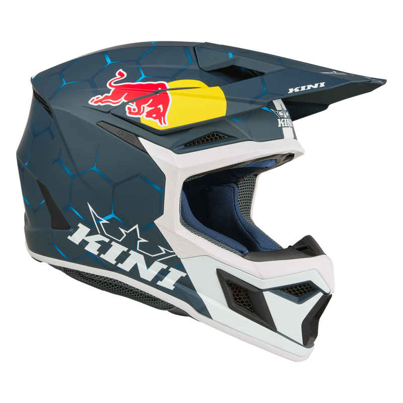 blue and white motorcycle helmet KINI REDBULL MX3 1.0 BLUE/WHITE – ONEAL USA