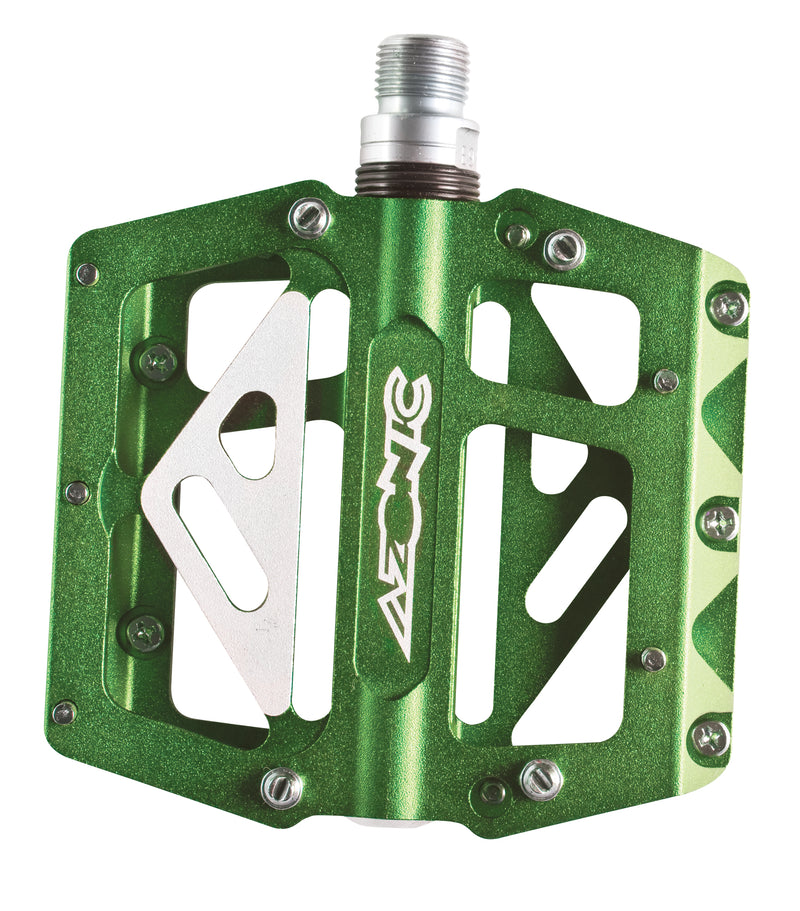 green bike pedals Azonic 420 Flats Pedal Anodized Green – ONEAL USA