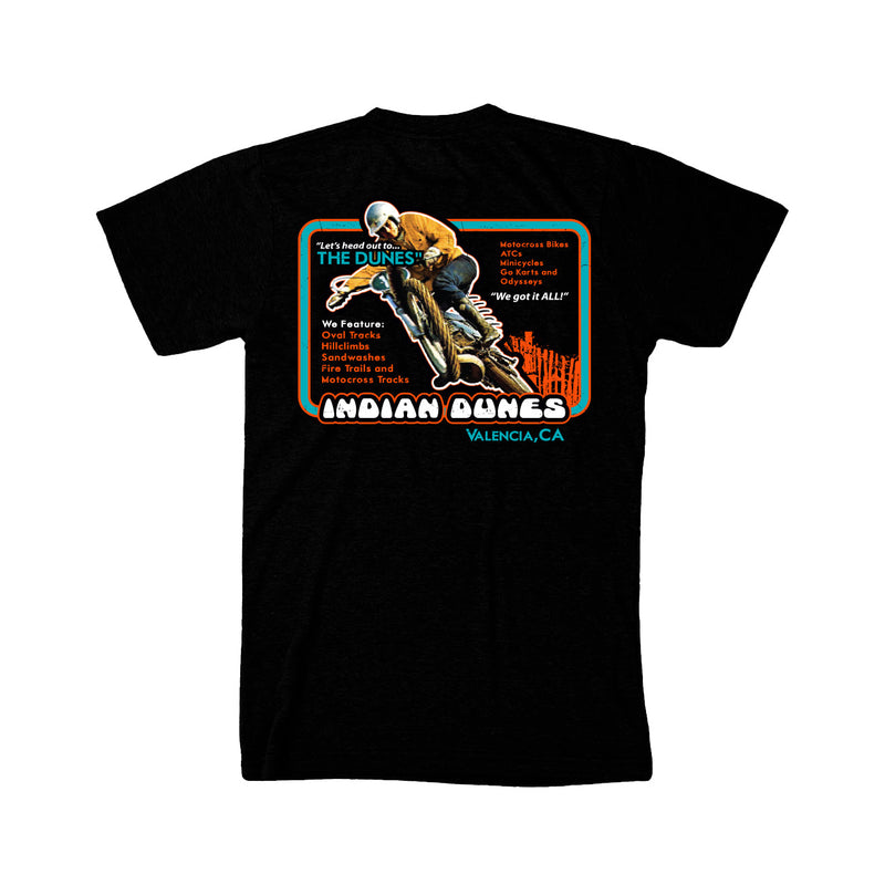 INDIAN DUNES TEE BACK MOTORCYCLE ADVERTISEMENT