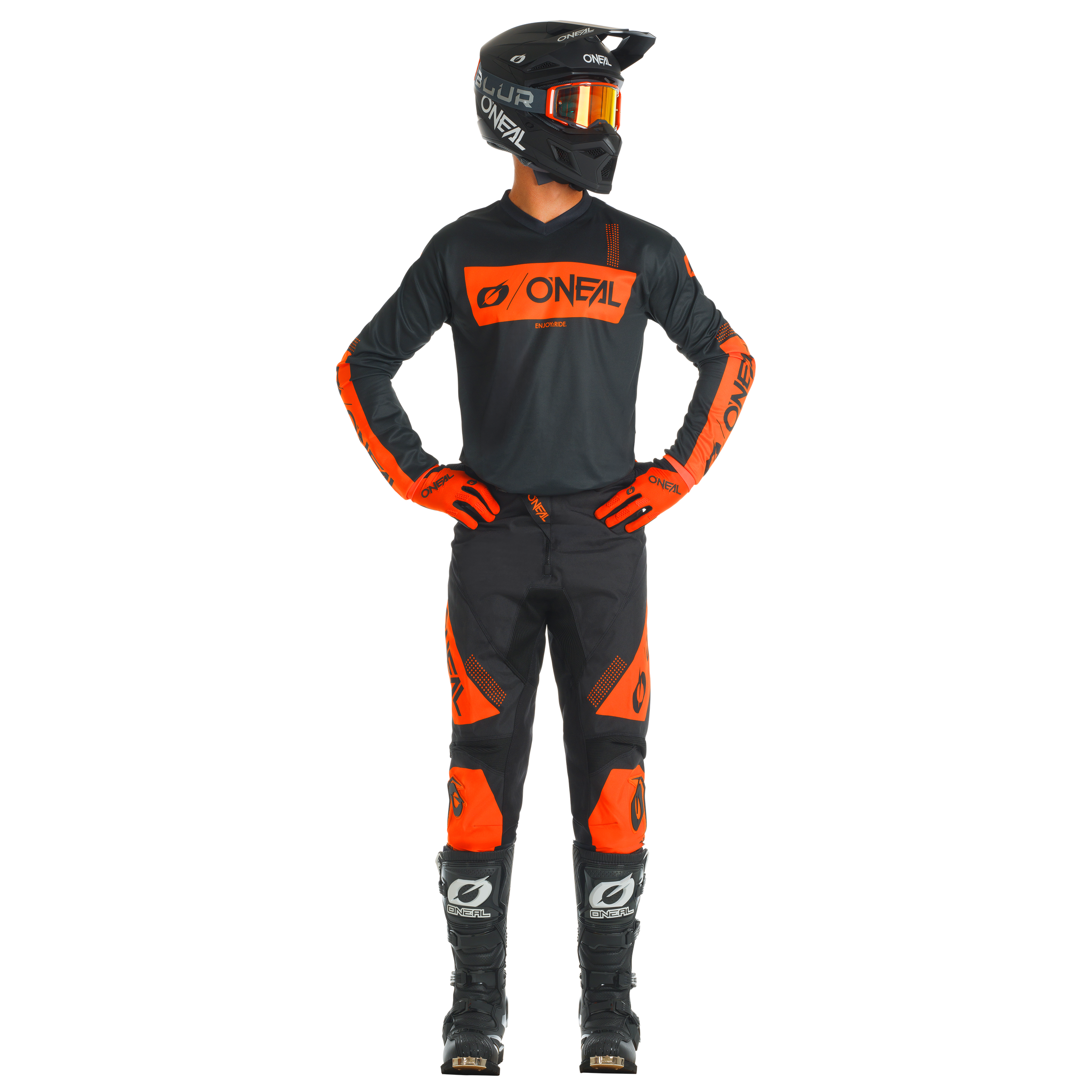 ONEILL フルスーツ 黒/赤/オレンジ XL ONEAL_27_ELEMENT_RACEWEAR_BLAC
