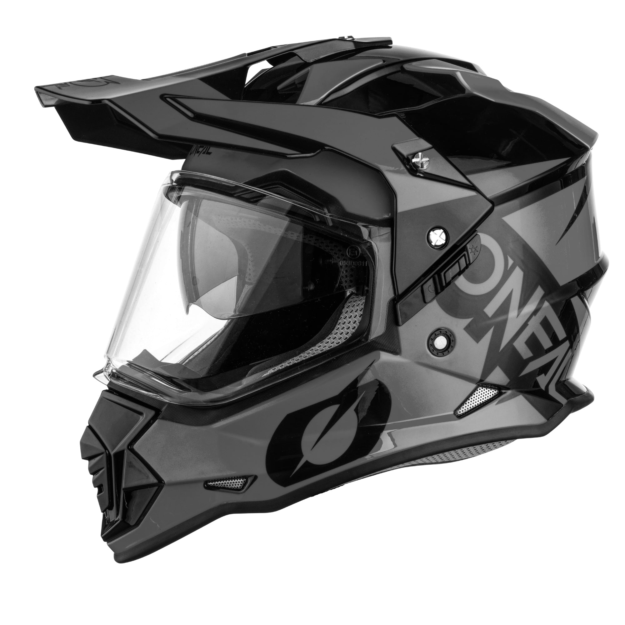 black and gray motorcycle helmet Sierra R Black/Gray O'NEAL Full Face Motorcycle Helmet Black