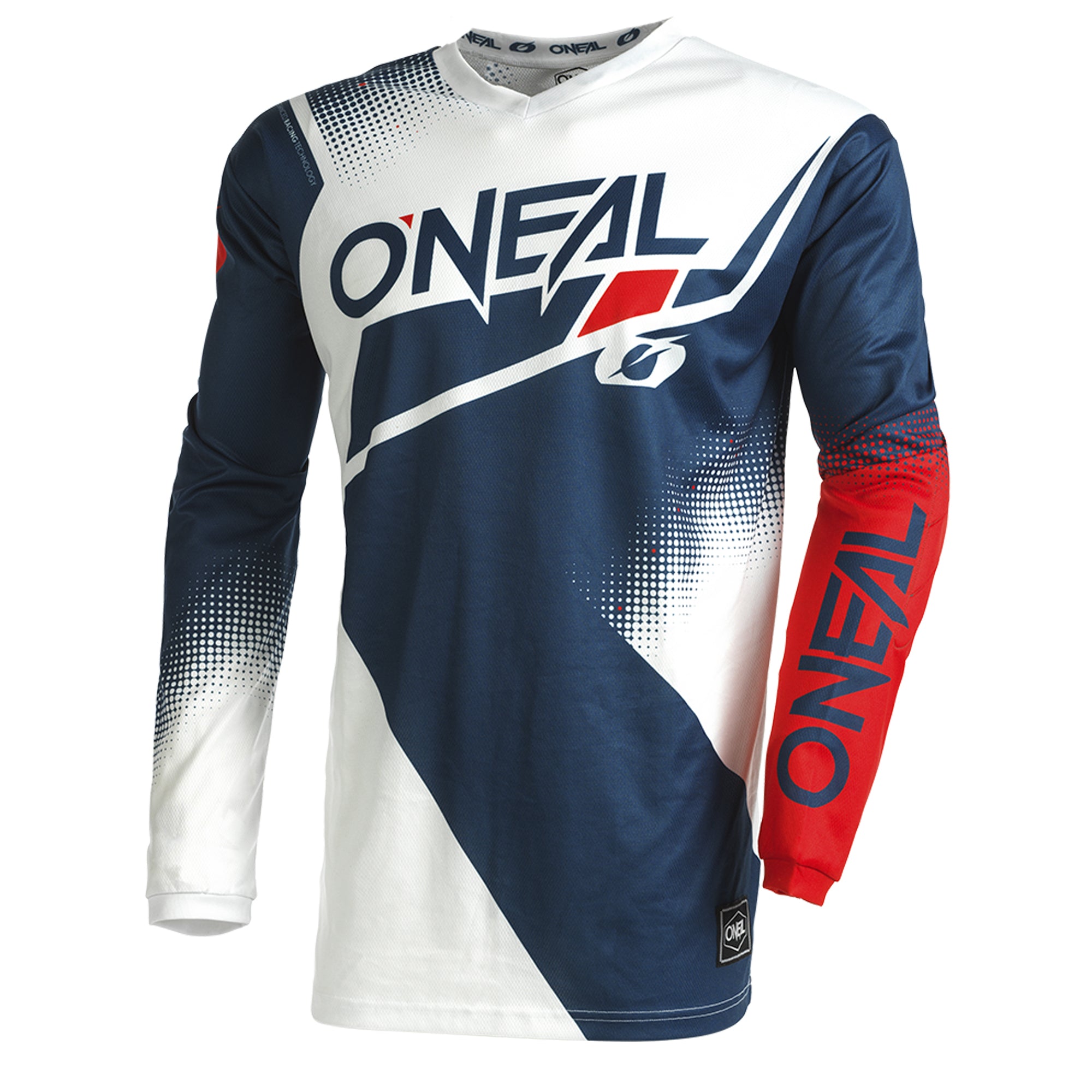 Oneal Element Warhawk Red/White/Blue Motocross Dirt Bike Offroad MX Jersey Pants Combo Package Riding Gear Set Jersey, Size: Jersey Adult XL / Pants